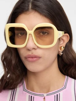 Outlet Jacquemus De Carr&eacute; Rond zonnebril PaleYellow