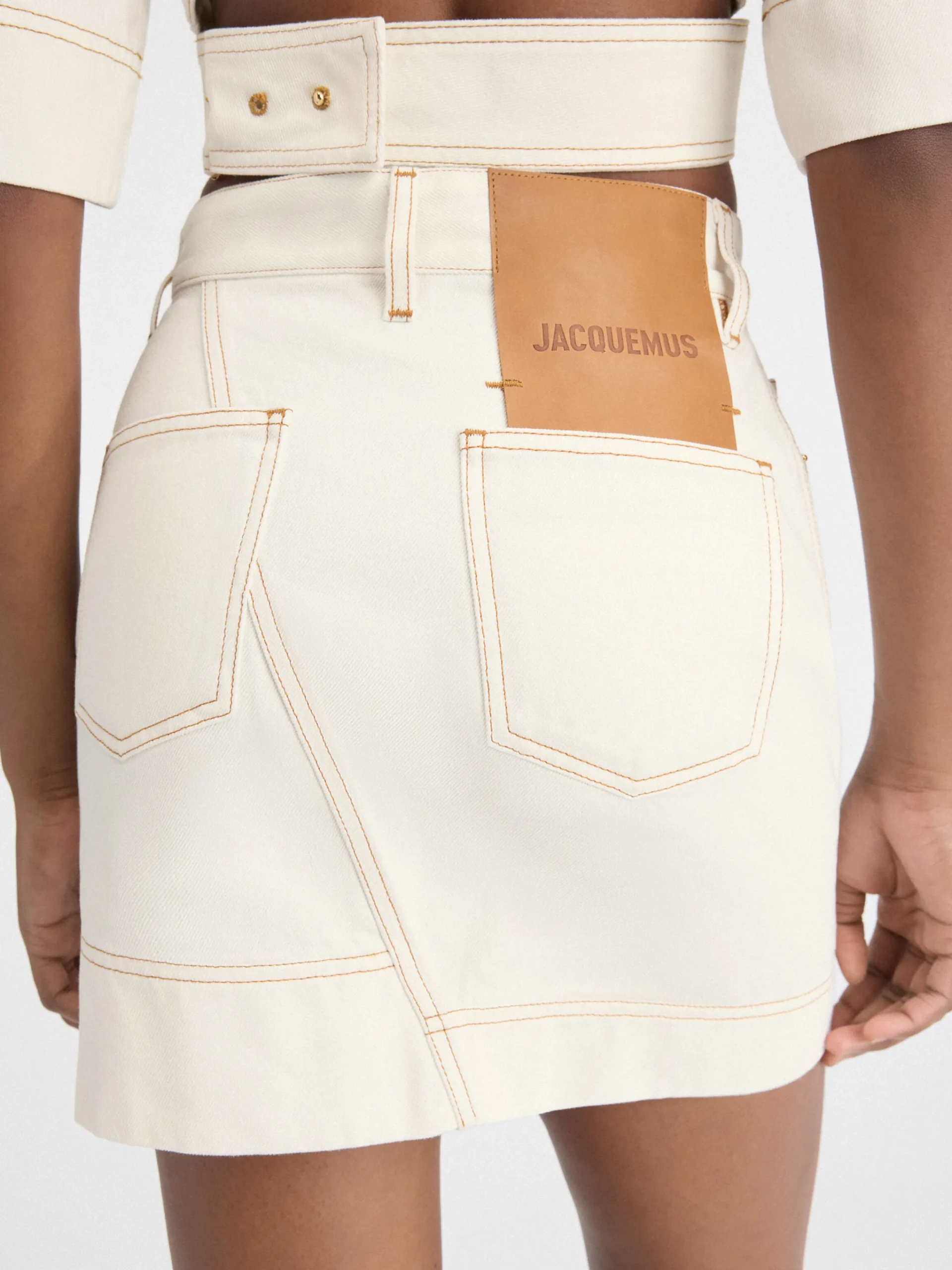 Outlet Jacquemus De de-Nîmes denim mini rok Off-white/Tabac