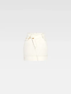 Outlet Jacquemus De de-Nîmes denim mini rok Off-white/Tabac