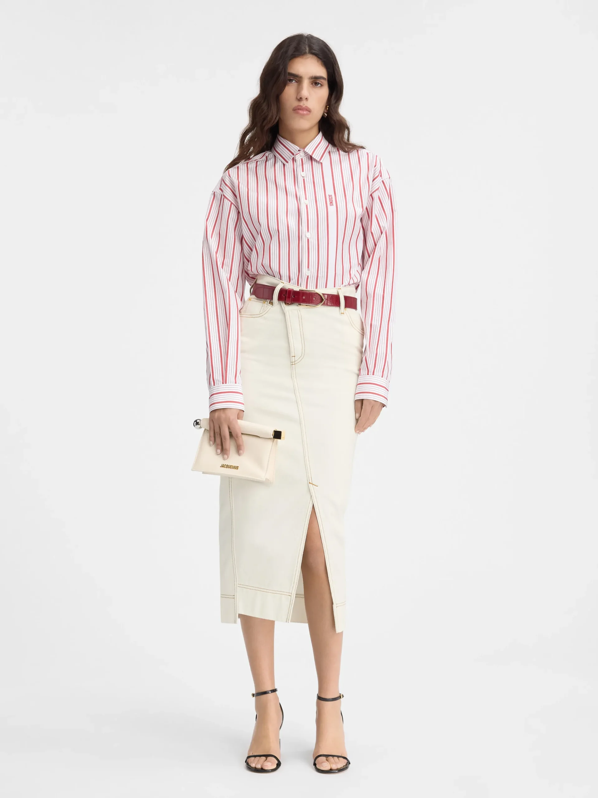 Outlet Jacquemus De de-Nîmes denim rok Off-white/Tabac