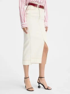 Outlet Jacquemus De de-N&icirc;mes denim rok Off-white/Tabac