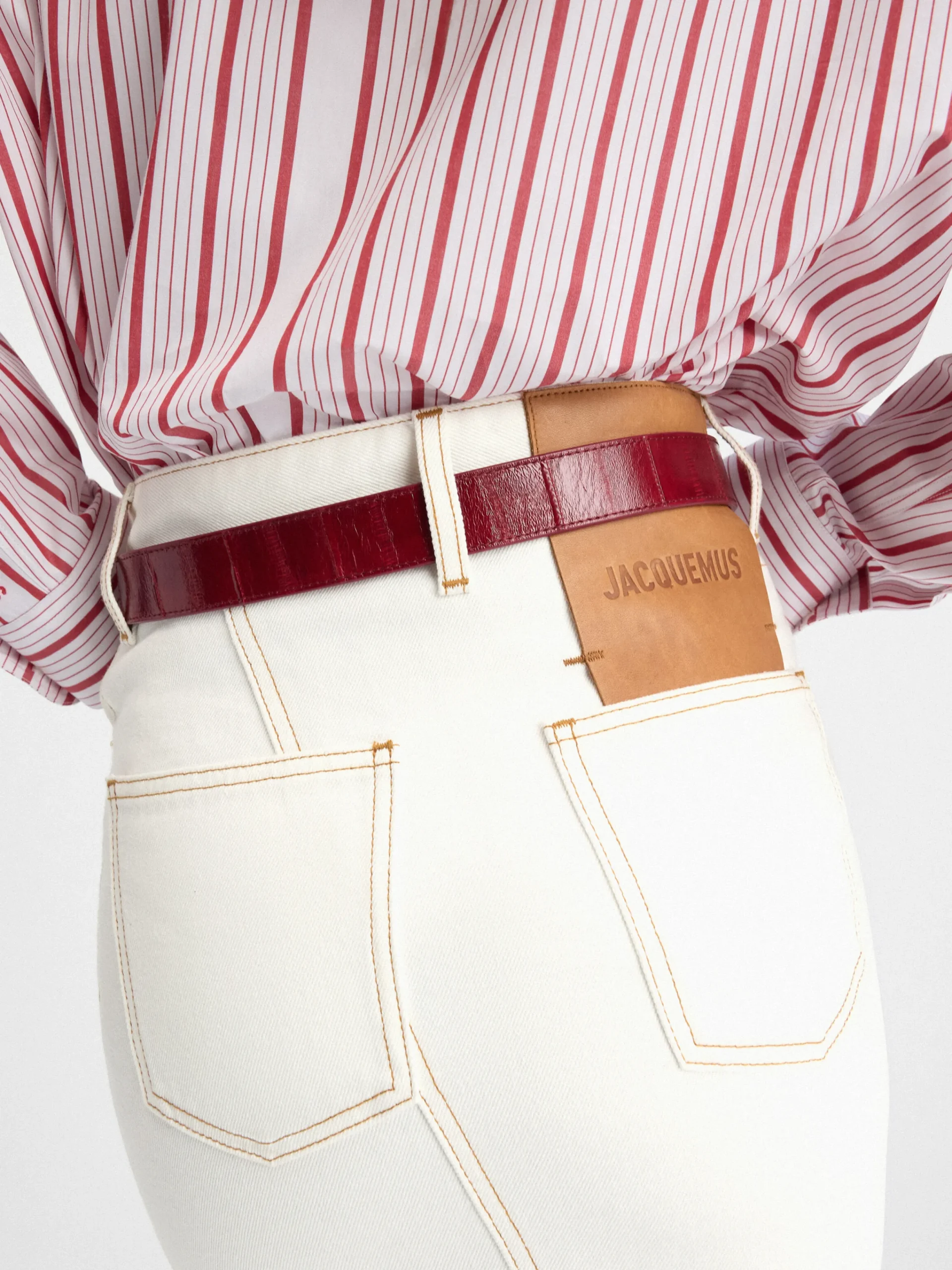 Outlet Jacquemus De de-Nîmes denim rok Off-white/Tabac