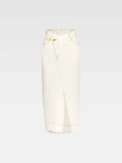 Outlet Jacquemus De de-Nîmes denim rok Off-white/Tabac