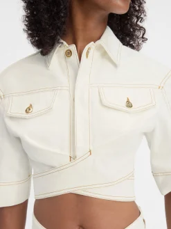 Sale Jacquemus De de-Nîmes denim top Off-white/Tabac