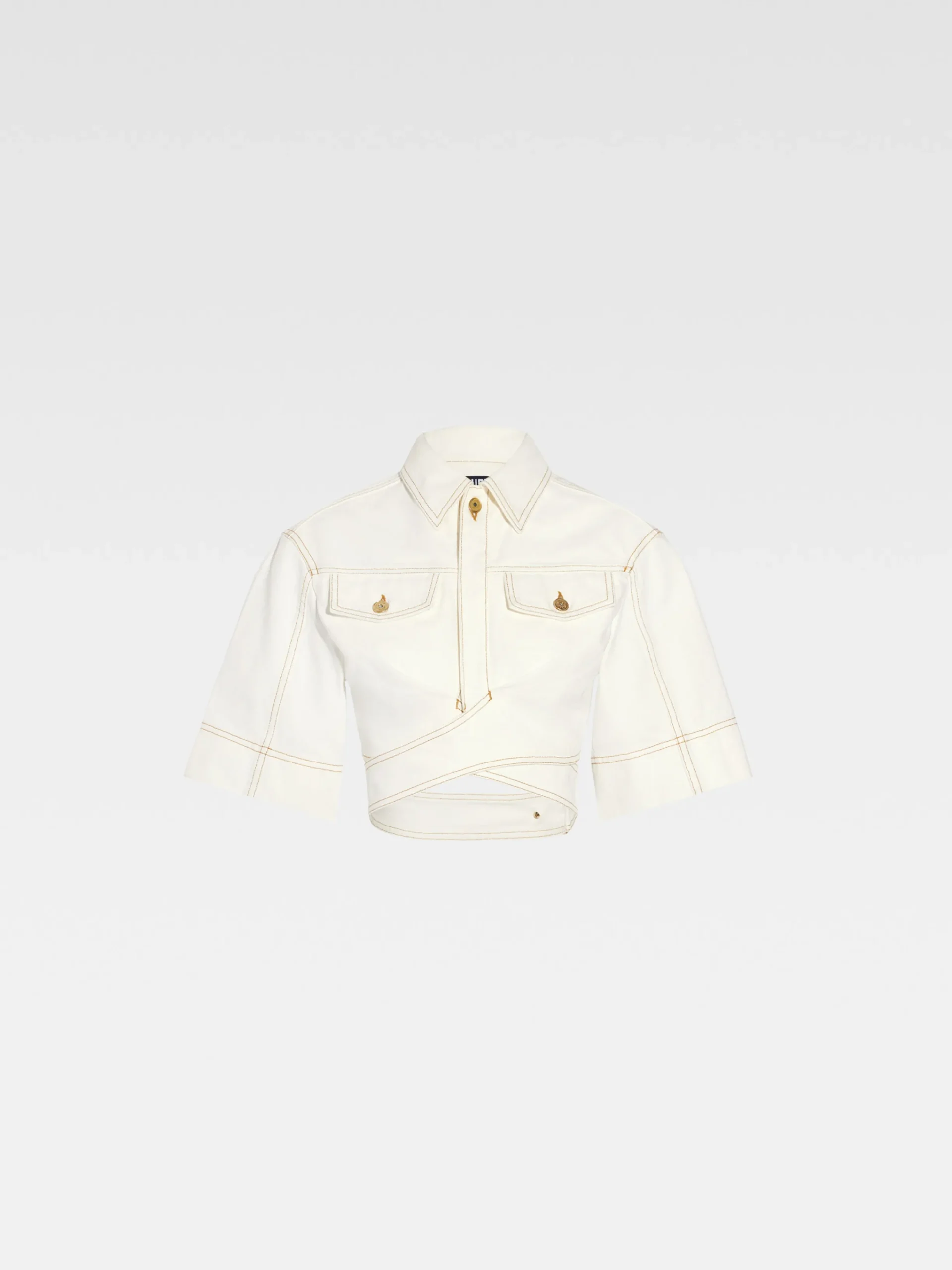 Sale Jacquemus De de-Nîmes denim top Off-white/Tabac