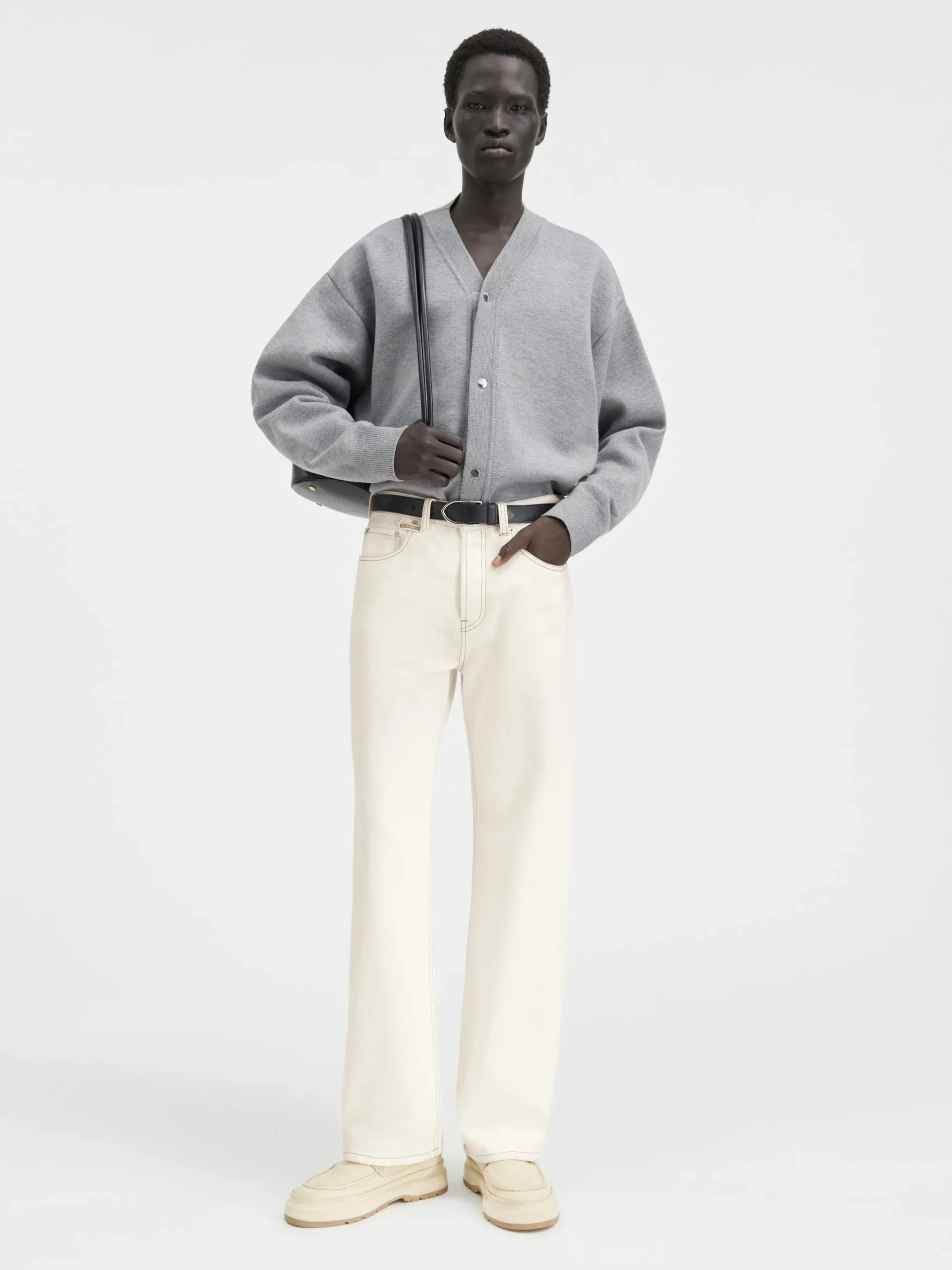 Fashion Jacquemus De de-Nîmes rechte denim broek Off-white/Tabac