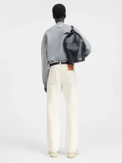 Fashion Jacquemus De de-N&icirc;mes rechte denim broek Off-white/Tabac