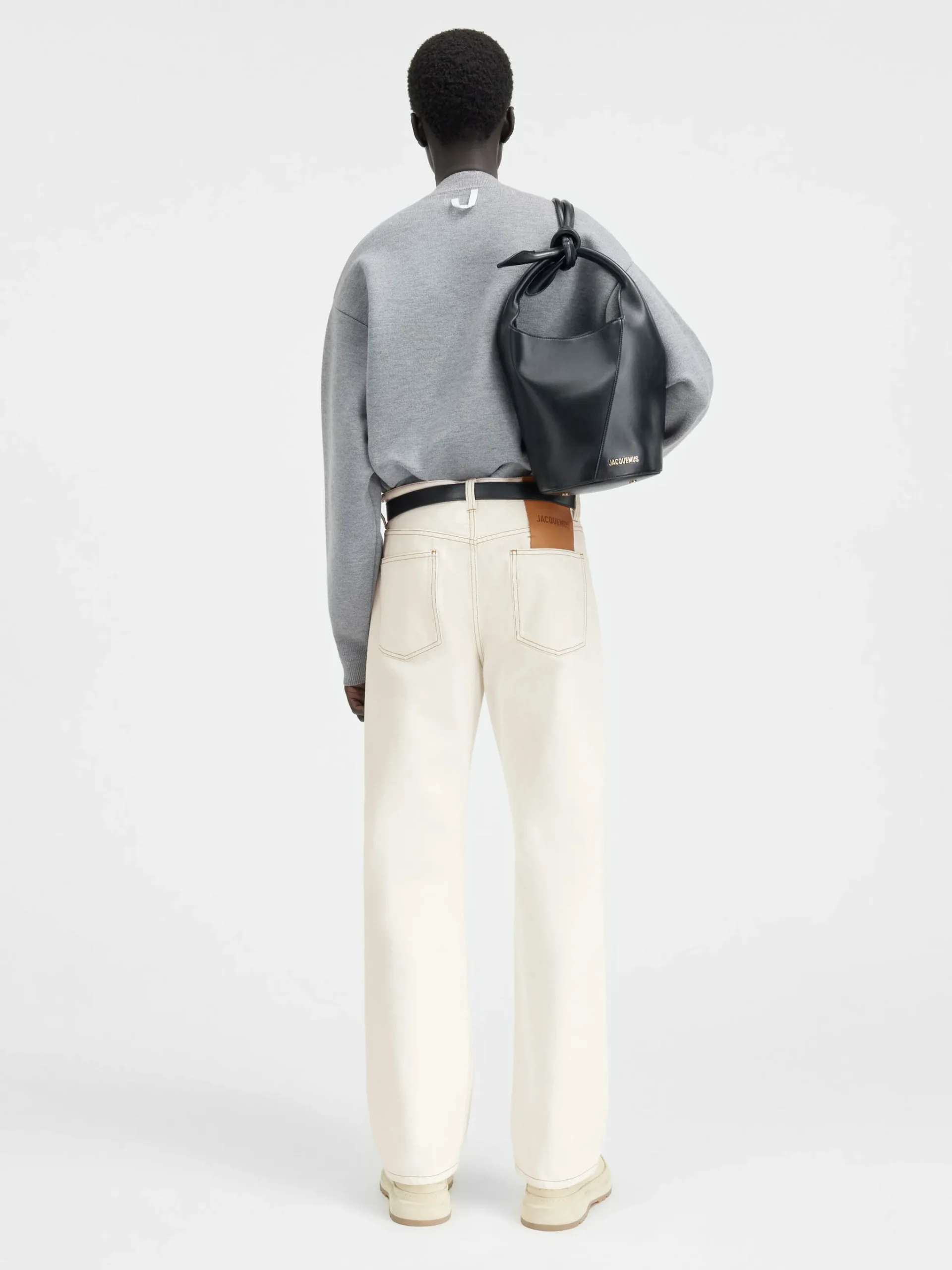 Fashion Jacquemus De de-Nîmes rechte denim broek Off-white/Tabac