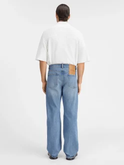 Sale Jacquemus De de-N&icirc;mes rechte denim broek Blue/Tabac