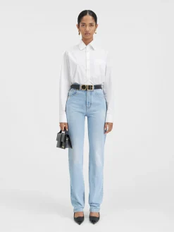 Outlet Jacquemus De de-N&icirc;mes rechte denim broek LightBlue/Tabac