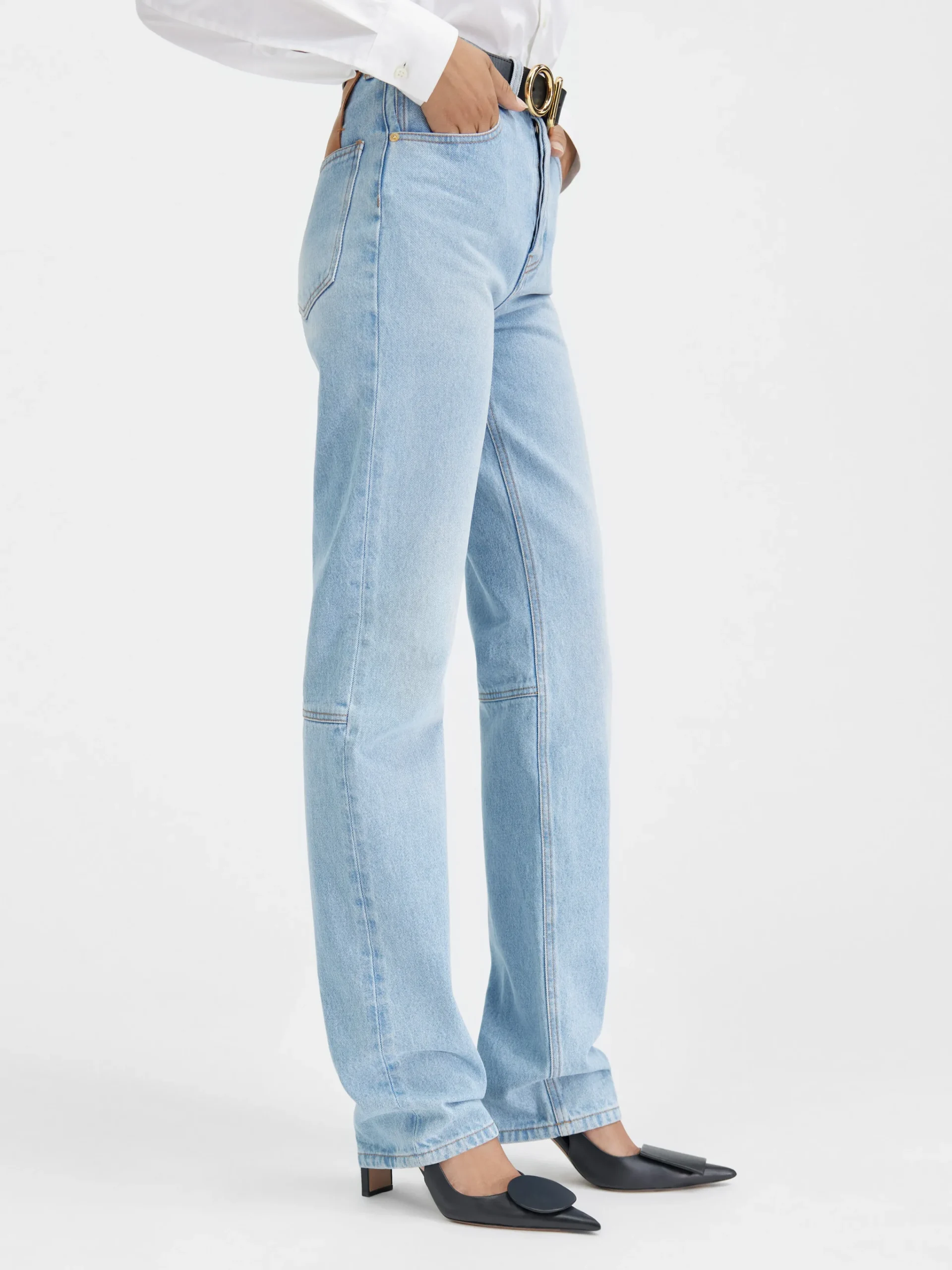 Outlet Jacquemus De de-Nîmes rechte denim broek LightBlue/Tabac