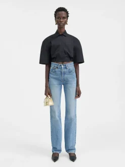 Clearance Jacquemus De de-N&icirc;mes rechte denim broek Blue/Tabac