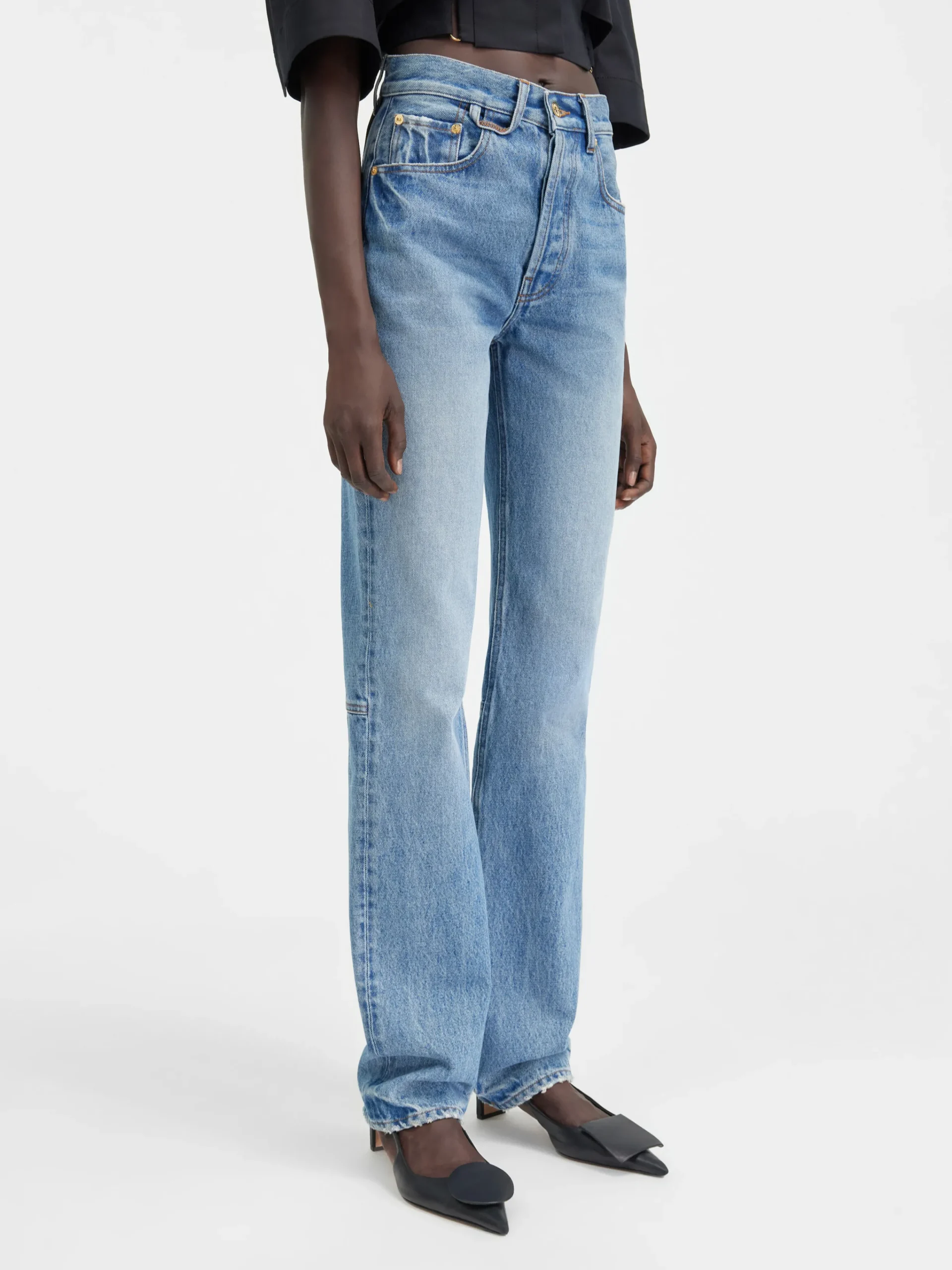 Clearance Jacquemus De de-Nîmes rechte denim broek Blue/Tabac