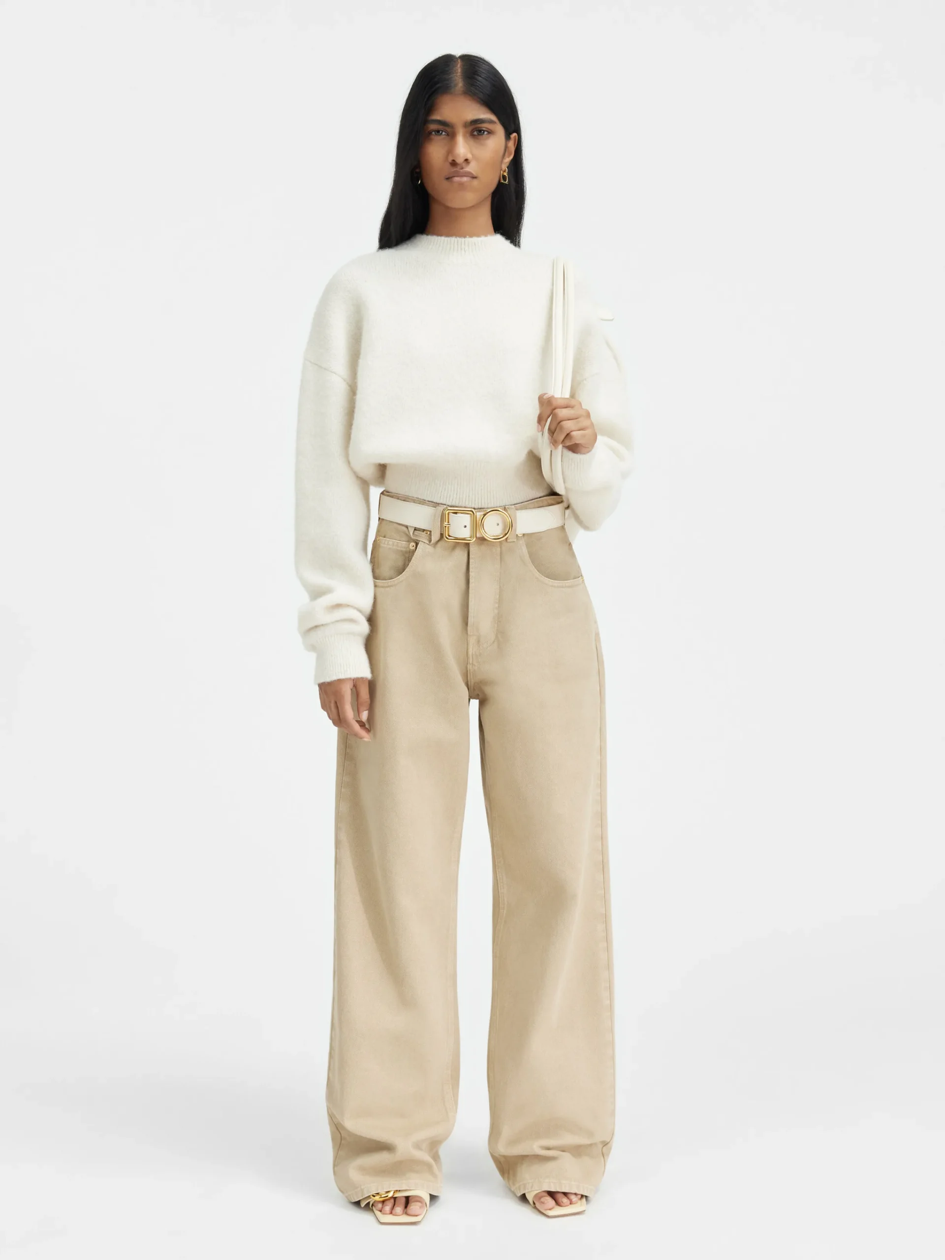 Outlet Jacquemus De de-Nîmes wijde denim broek Beige