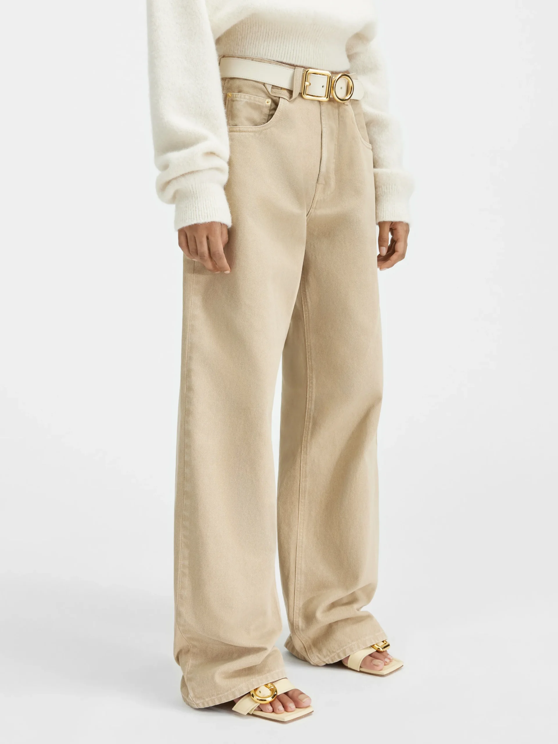 Outlet Jacquemus De de-Nîmes wijde denim broek Beige