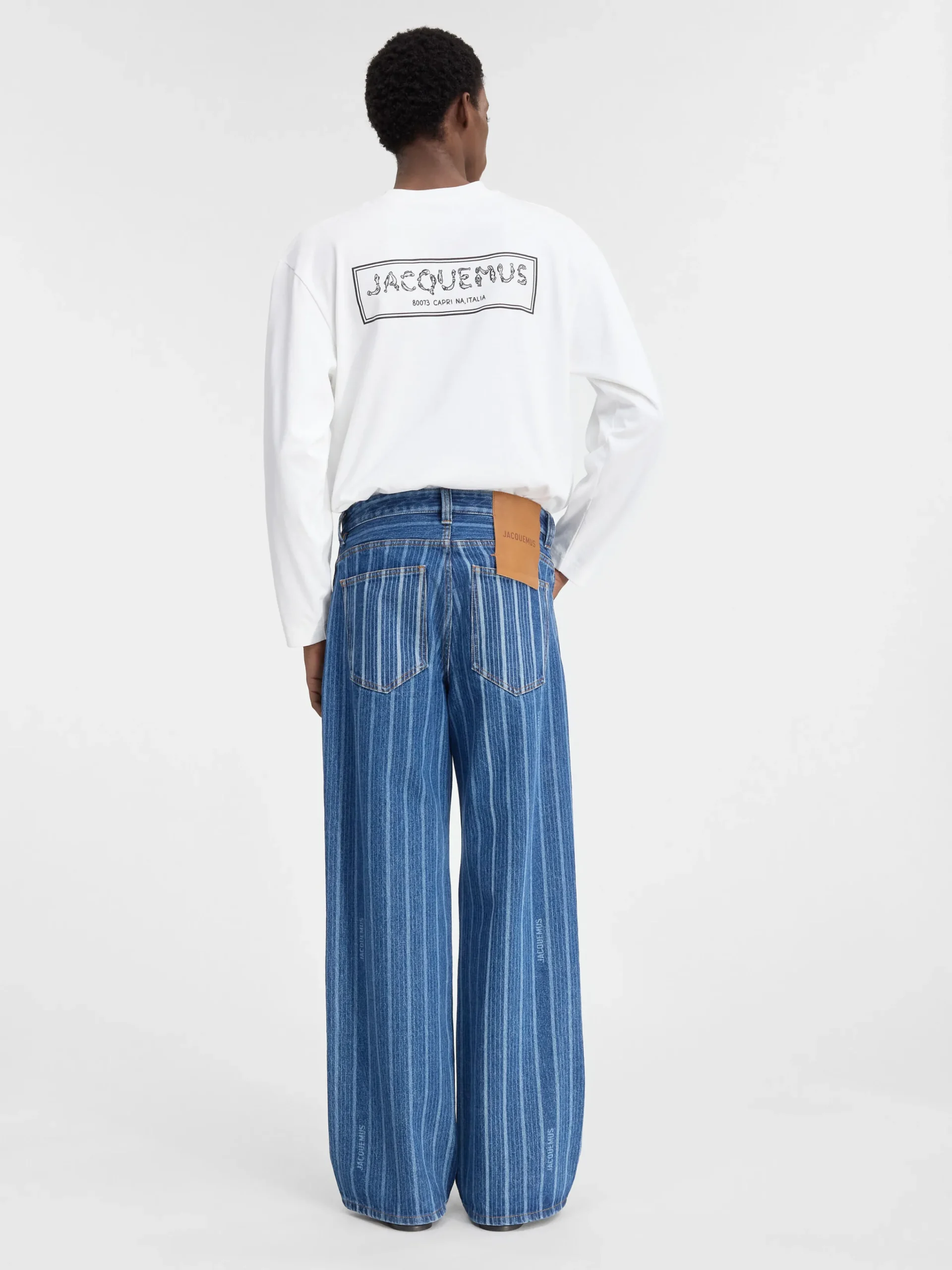 Online Jacquemus De de-Nîmes wijde denim broek PrintBlueStripes