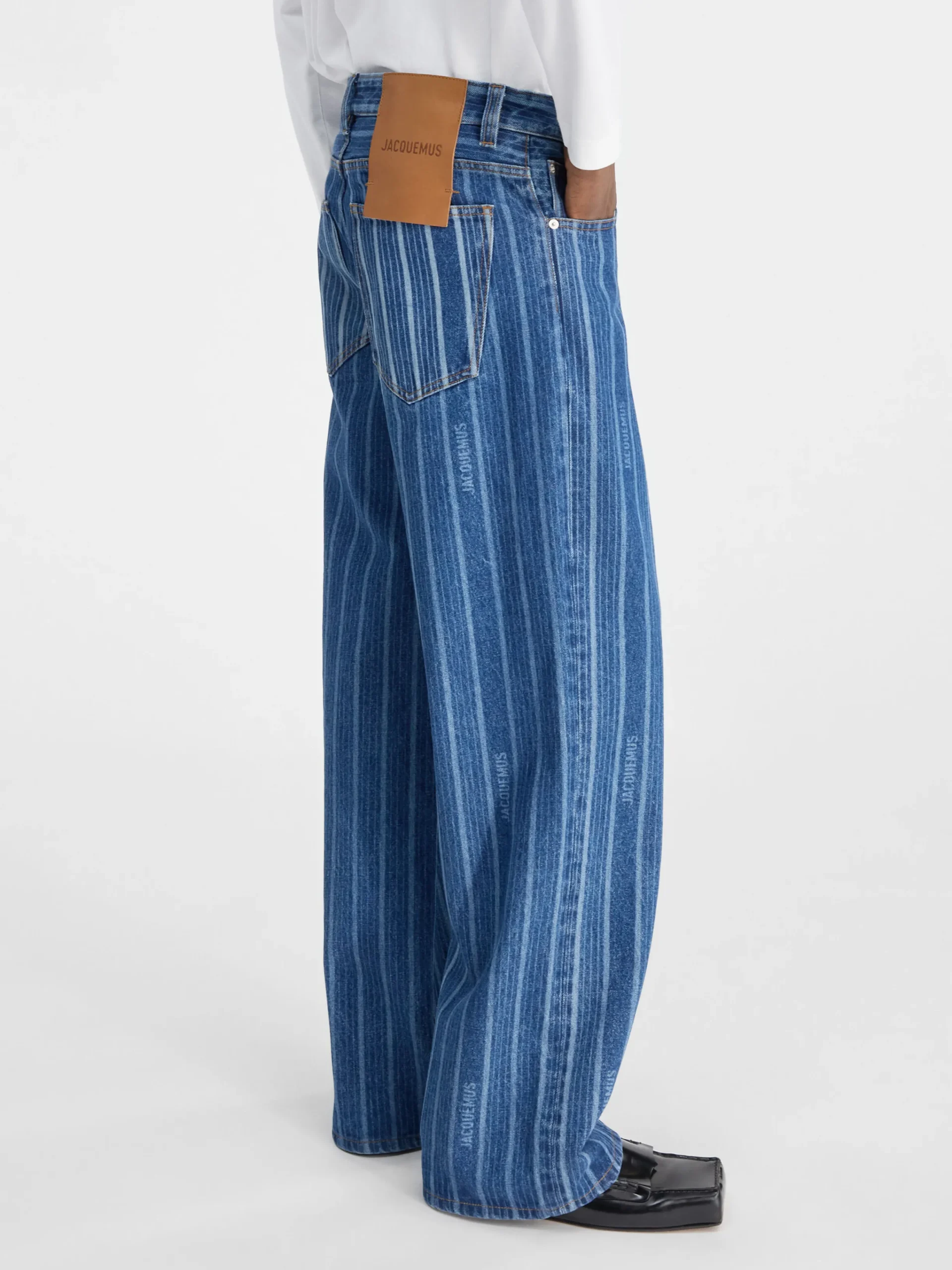 Online Jacquemus De de-Nîmes wijde denim broek PrintBlueStripes