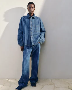 Online Jacquemus De de-Nîmes wijde denim broek PrintBlueStripes