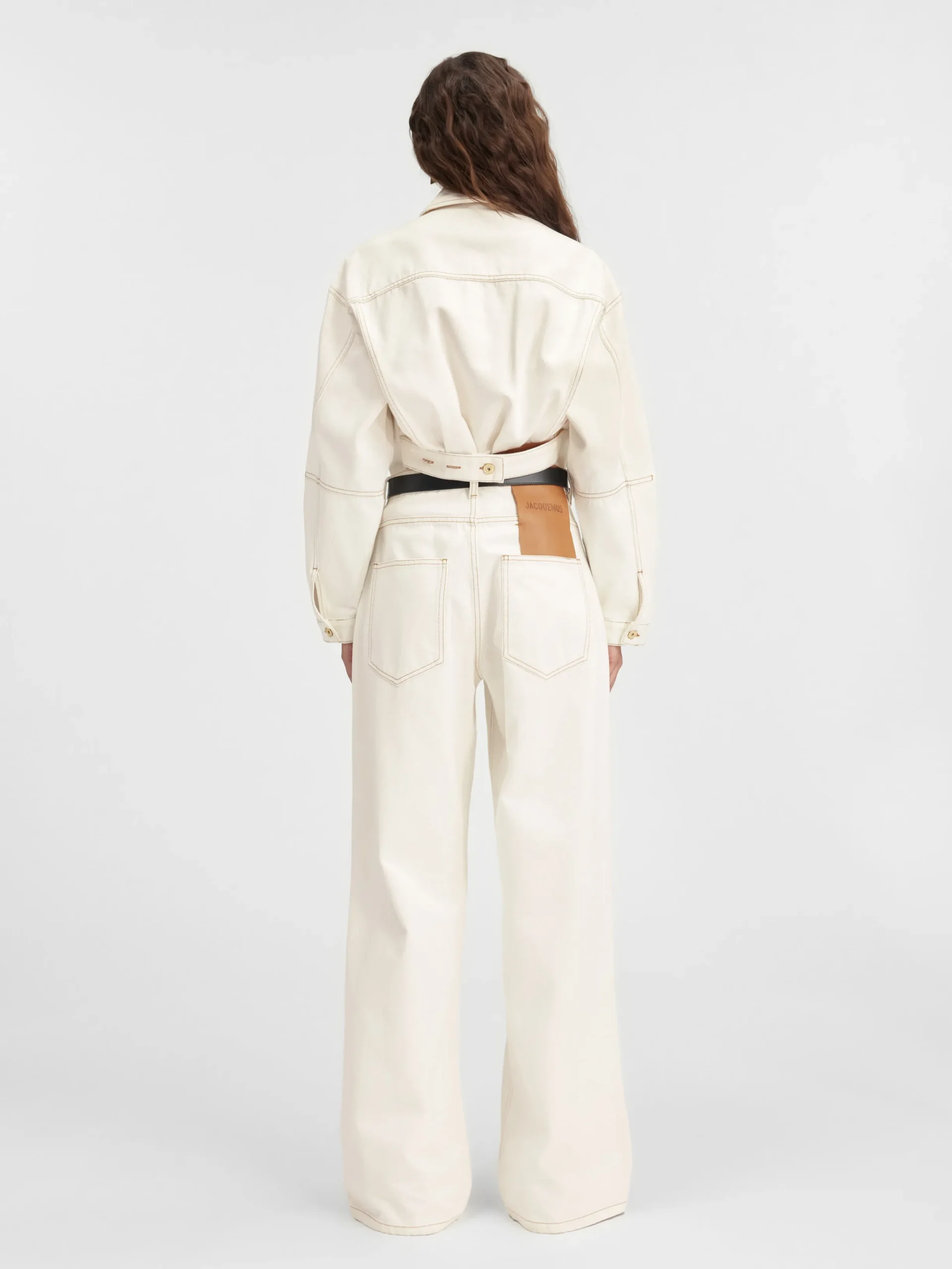 Best Jacquemus De de-Nîmes wijde denim broek Off-white/Tabac