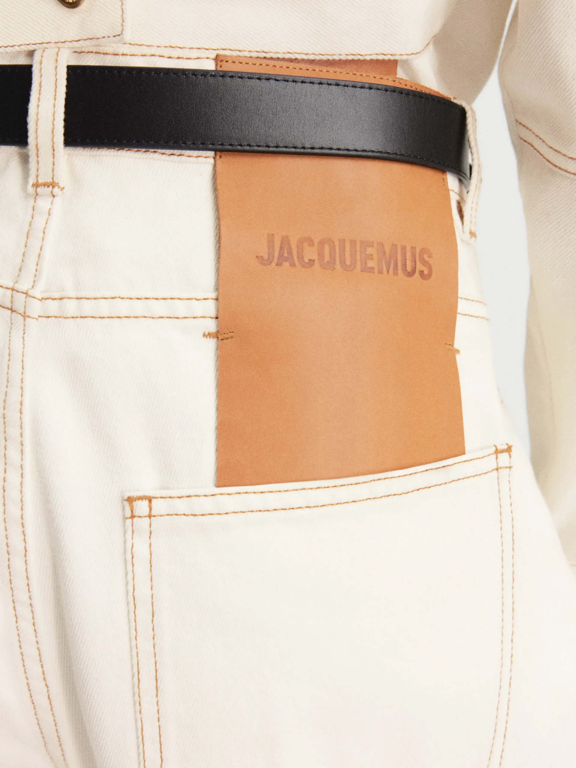 Best Jacquemus De de-Nîmes wijde denim broek Off-white/Tabac