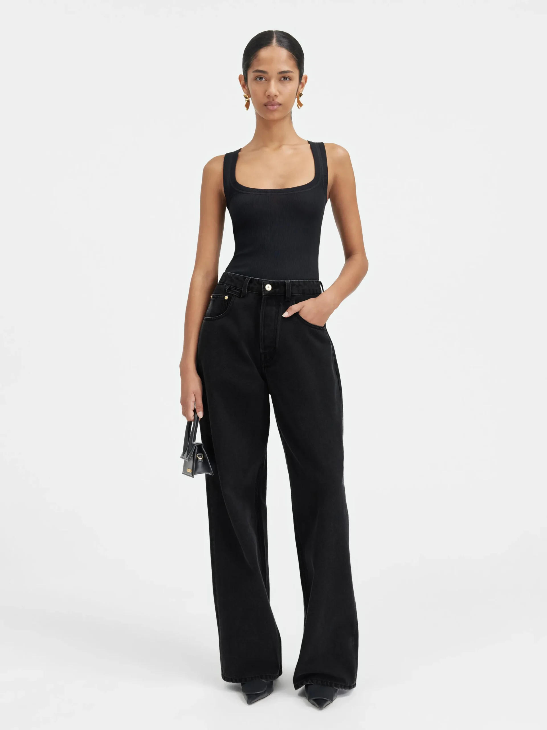Clearance Jacquemus De de-Nîmes wijde denim broek Black