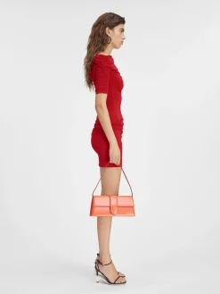 Hot Jacquemus De Drapeado mini jurk DarkRed