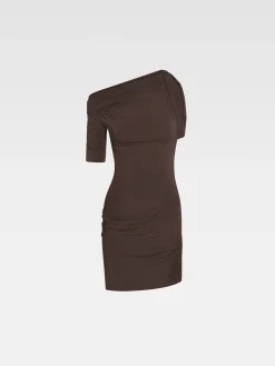 Discount Jacquemus De Drapeado mini jurk DarkBrown