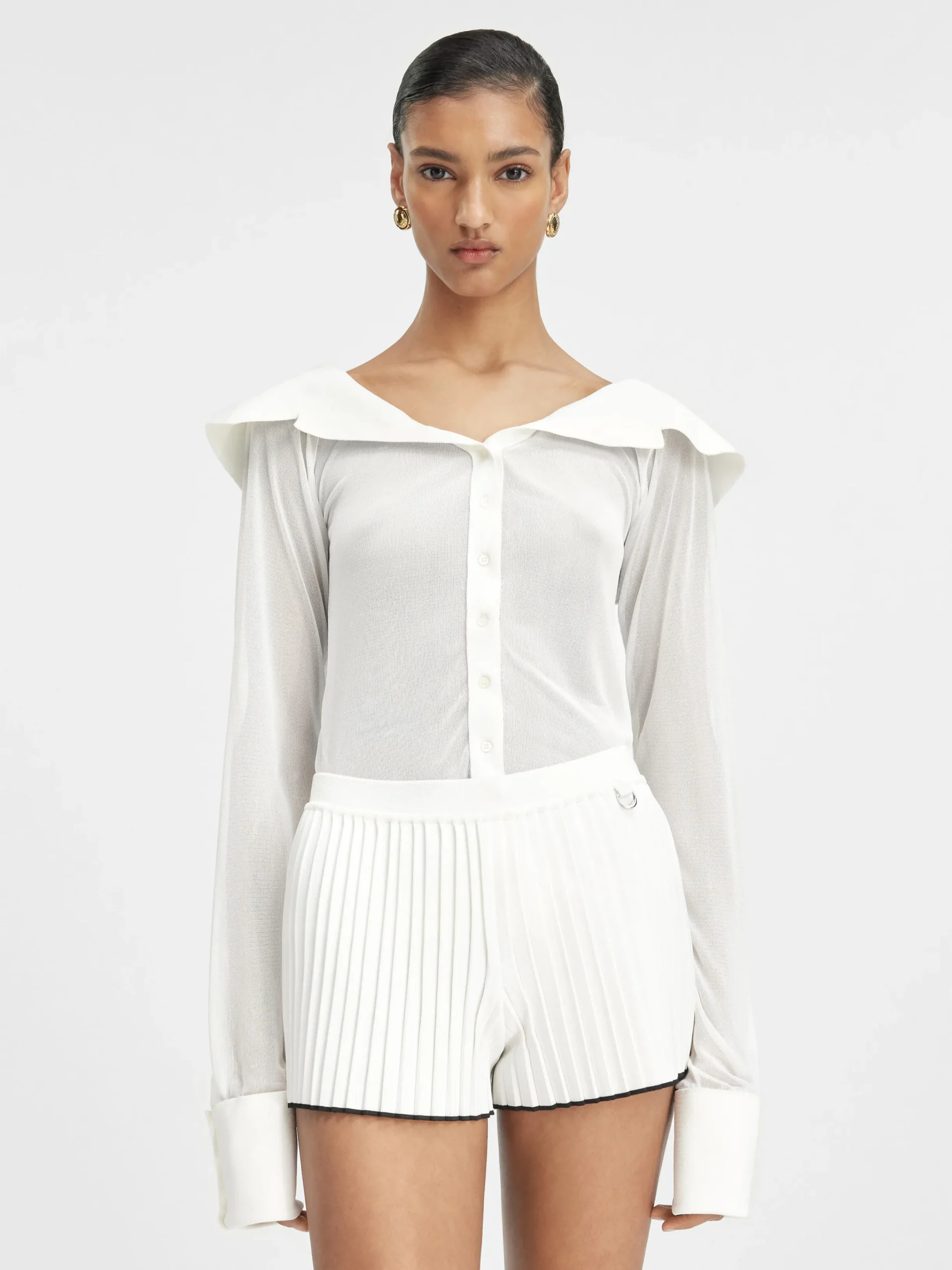 Discount Jacquemus De gebreide shorts met plooien White