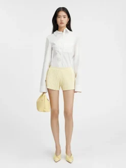Best Jacquemus De gebreide shorts met plooien LightYellow