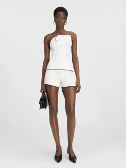 Sale Jacquemus De gebreide top met plooien White