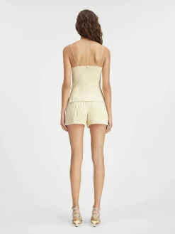 New Jacquemus De gebreide top met plooien LightYellow