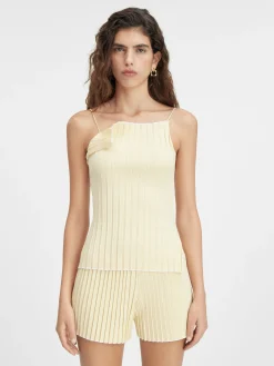 New Jacquemus De gebreide top met plooien LightYellow