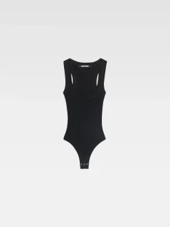 Online Jacquemus De Gros Grain bodysuit Black