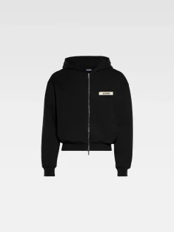 Sale Jacquemus De Gros Grain hoodie met rits Black