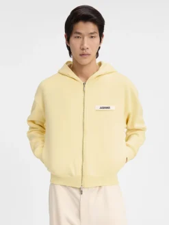 Discount Jacquemus De Gros Grain hoodie met rits LightYellow