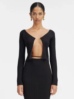 Hot Jacquemus De lange gebreide Pral&ugrave; Black