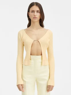 Hot Jacquemus De lange gebreide Pral&ugrave; LightYellow