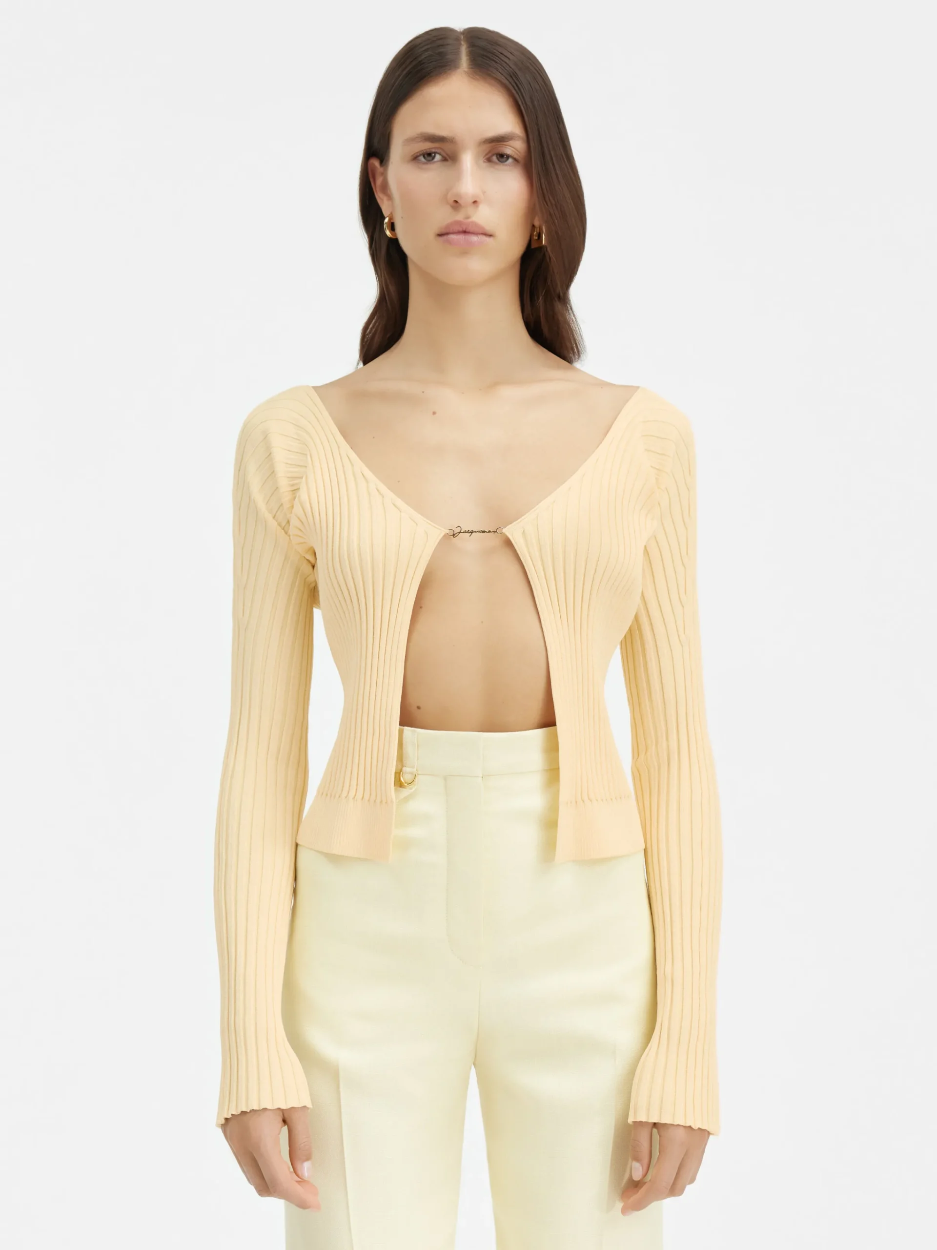 Hot Jacquemus De lange gebreide Pralù LightYellow