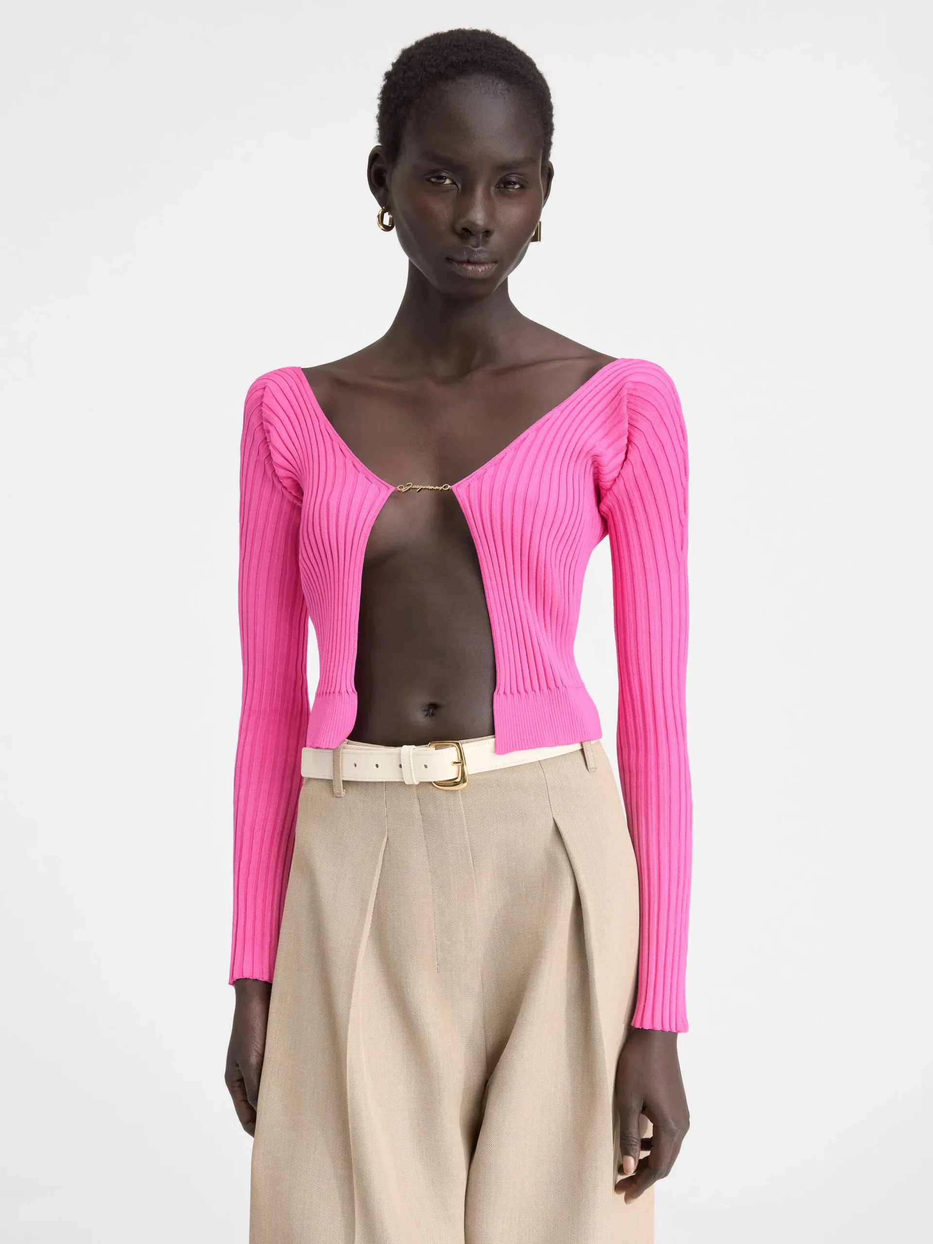 Outlet Jacquemus De lange gebreide Pralù NeonPink