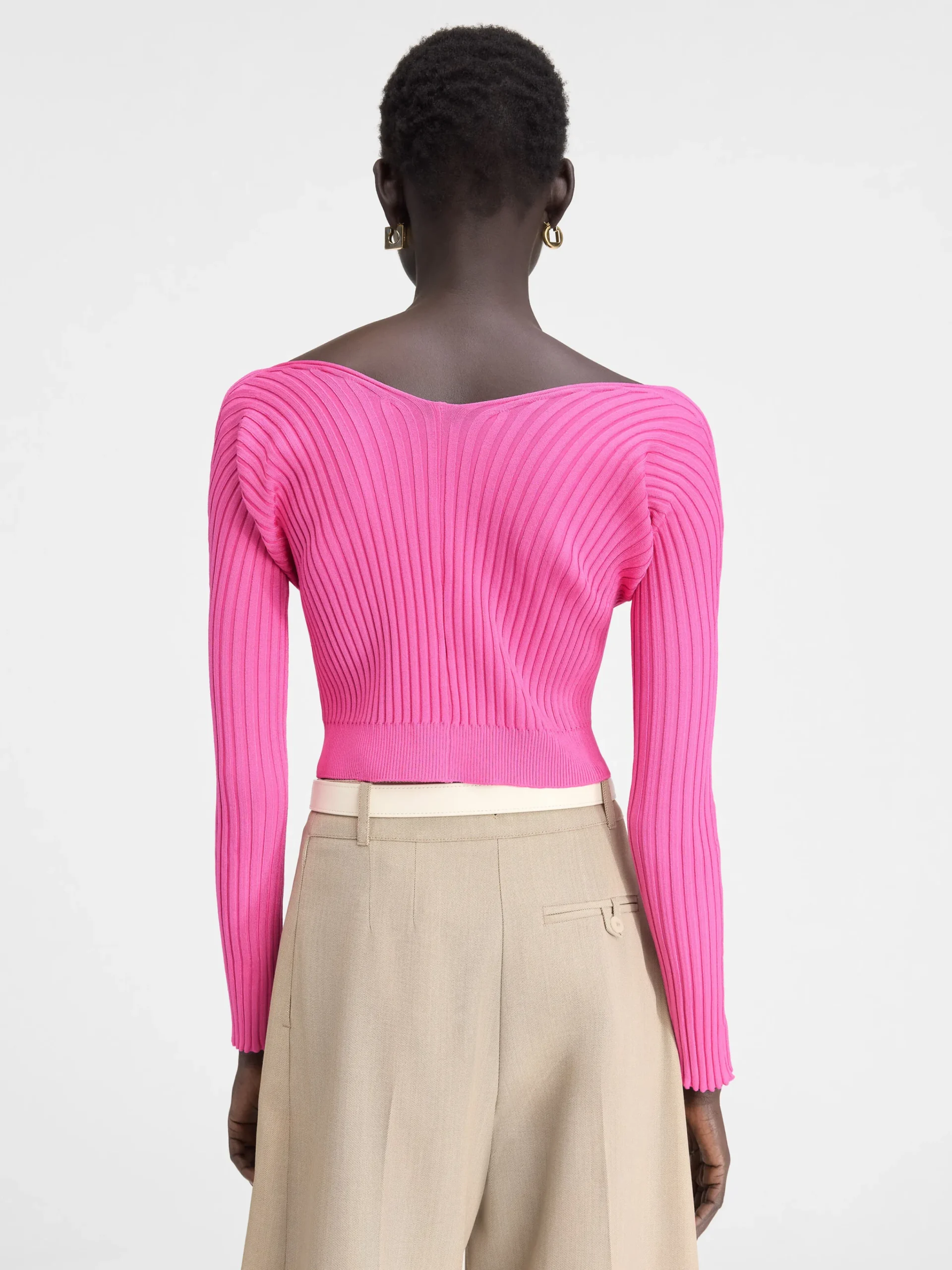 Outlet Jacquemus De lange gebreide Pralù NeonPink