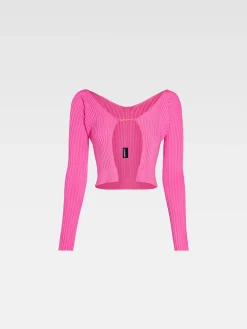 Outlet Jacquemus De lange gebreide Pralù NeonPink