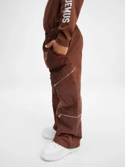 Outlet Jacquemus De Marrone cargobroek voor kinderen DarkBrown