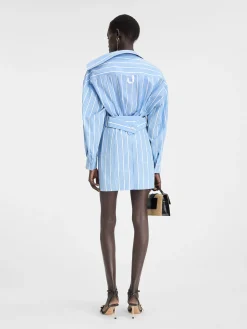 Hot Jacquemus De mini overhemdjurk JacquardBlue/White