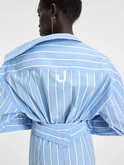 Hot Jacquemus De mini overhemdjurk JacquardBlue/White
