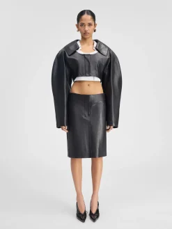 Discount Jacquemus De Obra leren rok Black