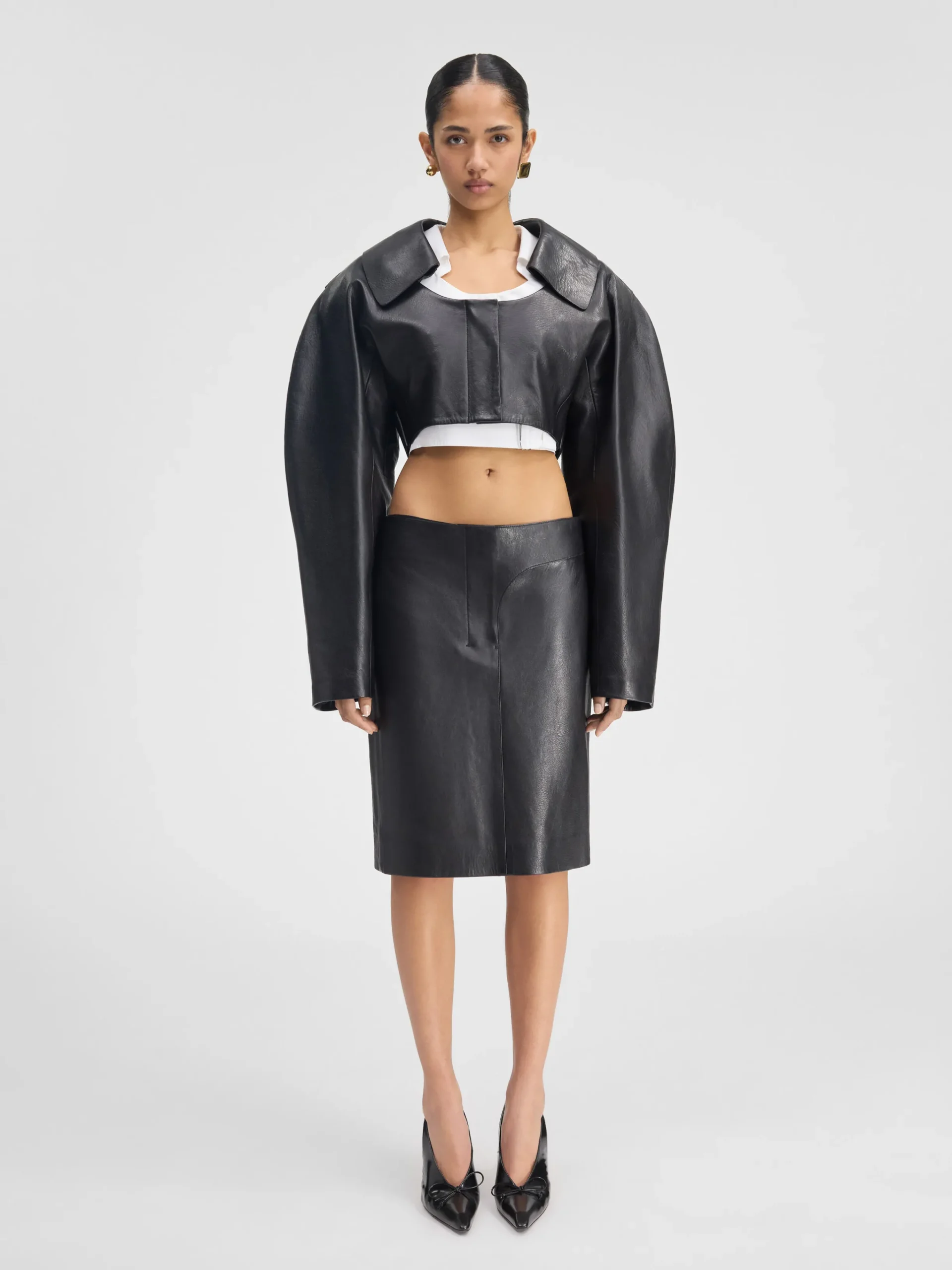 Discount Jacquemus De Obra leren rok Black