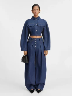 Best Jacquemus De Ovalo de-N&icirc;mes denim broek Navy/Brown