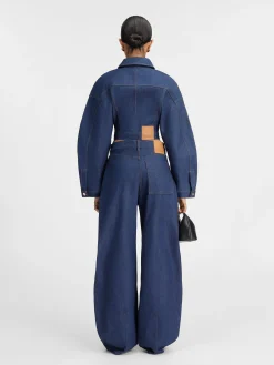 Best Jacquemus De Ovalo de-N&icirc;mes denim broek Navy/Brown
