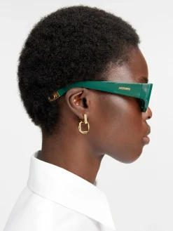 Discount Jacquemus De Pilota zonnebril DarkGreen
