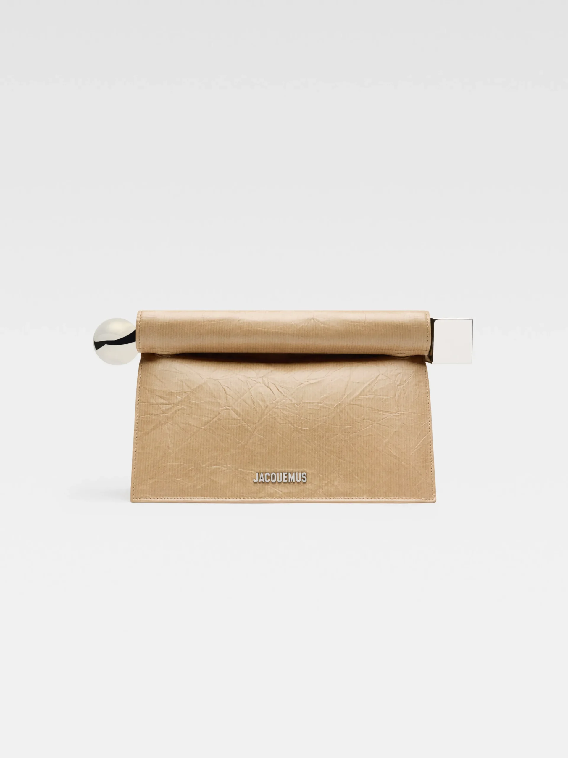 Discount Jacquemus De Rond Carré-clutch Beige